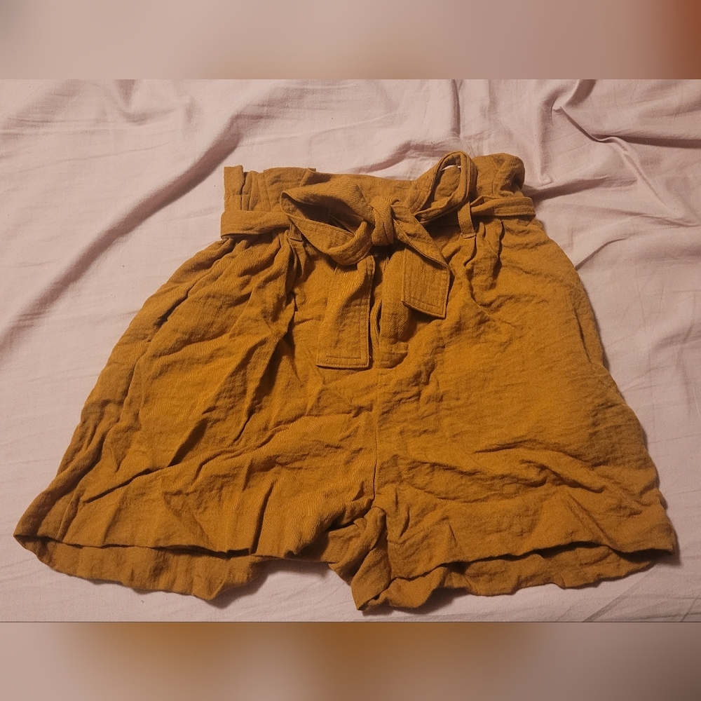 Women’s High-Waist Tie-Belt Shorts in Burnt Orange